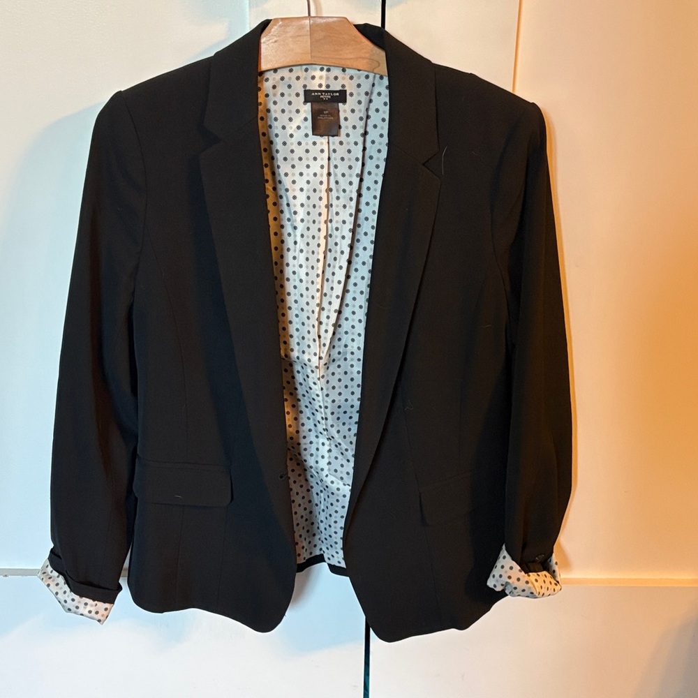 Ann Taylor Black Blazer with Floral Lining